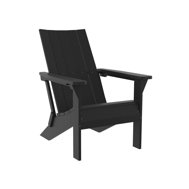 Chaise Adirondack pliante moderne Crystal Harbor - Élégante chaise de patio pliable en PEHD recyclé, Noir, noir, noir, noir