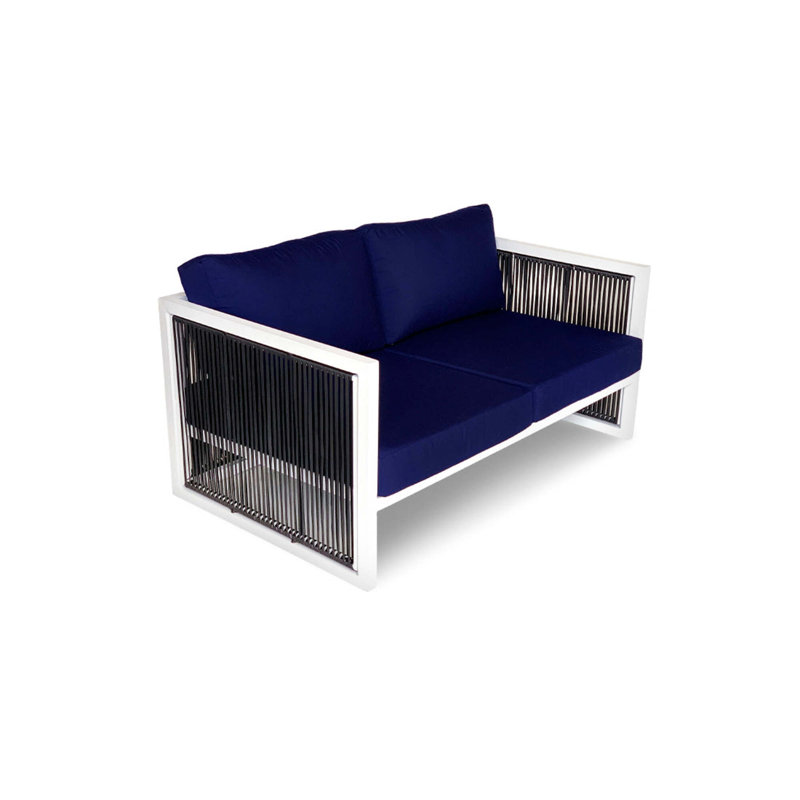 Imola Outdoor 2 - Seat Loveseat, Navy, White/Black