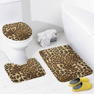 Tapis de douche Leopard pour aire de lavage rustique sauvage, paquet de 3
