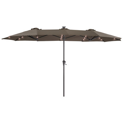 13x7.2Ft LED Light Patio Table Double-Sided Umbrellas with UV-Resistant Canopy and Crank for Garden