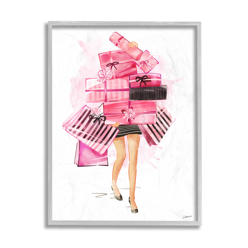 «Pink Glam Gift Stack» par Ziwei Li, impression graphique, Estampe numérique Farmhouse, H 14 po x l 11 po x P 1,5 po