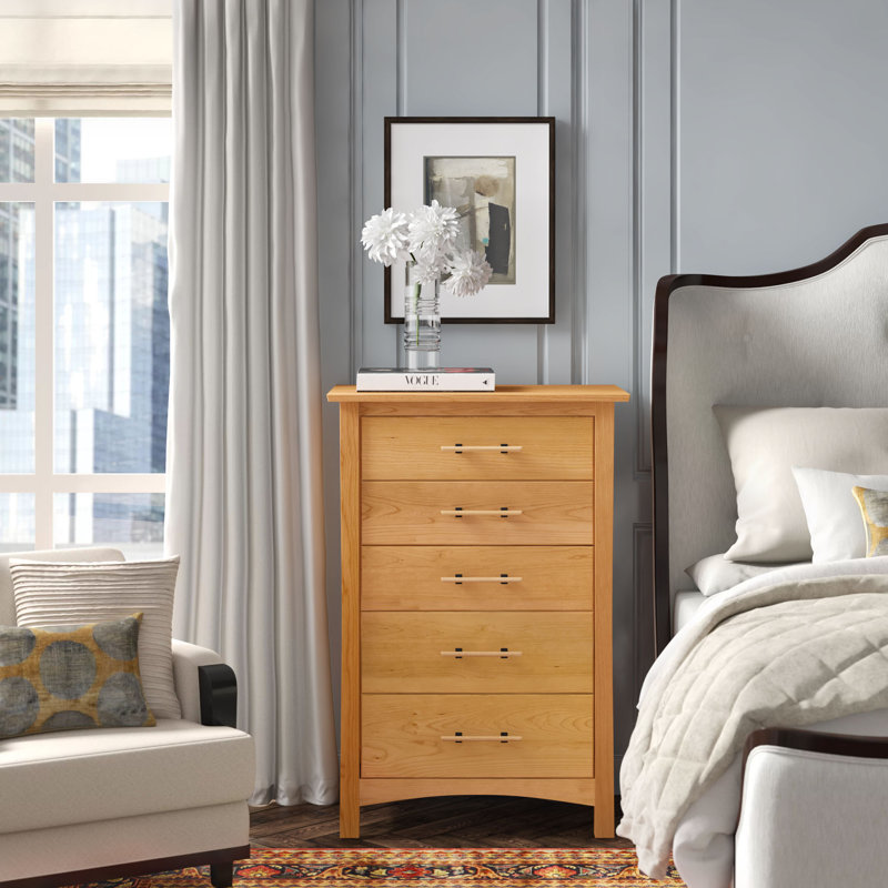 Monterey 5 - Drawer Solid Wood Dresser, Cognac Cherry