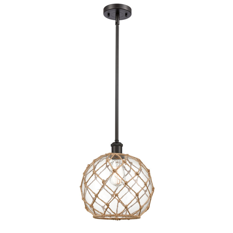 Tobey 1 - Light Single Pendant, Oil Rubbed Bronze, Clear/Brown, 13" H x 10" W x 10" D