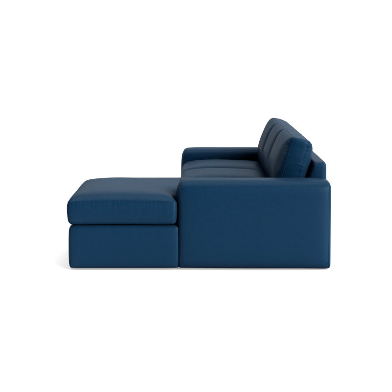 The OG Leather Chaise Sectional, Bison Deep Blue Top Grain Leather, Left Hand Facing