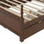Grand lit plateforme avec lit gigogne simple TG et 2 tiroirs de rangement, lit en bois classique avec tête de lit à broche-260900884