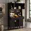 Meuble-bar de cuisine de 183 cm avec prise électrique et éclairage DEL, buffet casier à vin à neuf compartiments avec tiroirs et étagères ouvertes pour la cuisine, la salle à manger et le couloir.-201352290