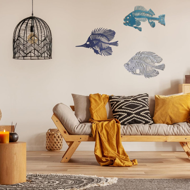 Metal Mural Fish Carving Hanging