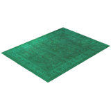 Overdyed Hand-Knotted Wool Modern-Contemporary Green Area Rug 9' 3" x 12' 2"