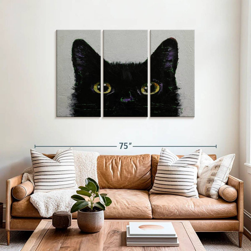 Black Cat Peeking, 36" H x 57" W