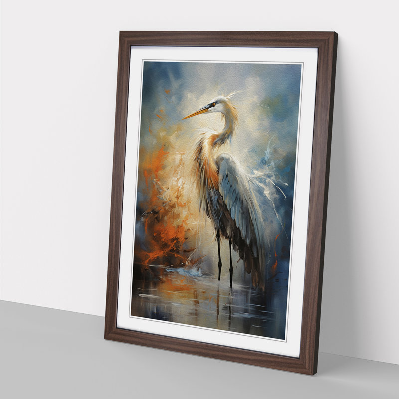 Heron Gestural - Framed Print