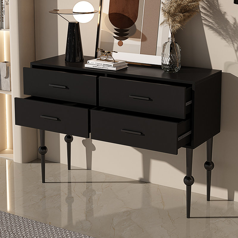 Console rectangulaire en bois manufacturé noir, H 33,46 po x L 31,50 po x l 15,75 po, Noir