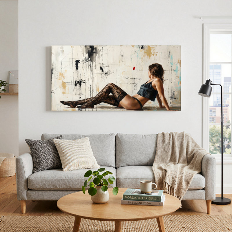 Ensemble de 1 tableau abstrait sur toile, 58“W x 28”H, Toile tendue