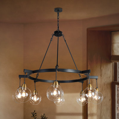 8-Light Modern Black Chandelier Sputnik Chandelier For Dining Room Kitchen Entryway