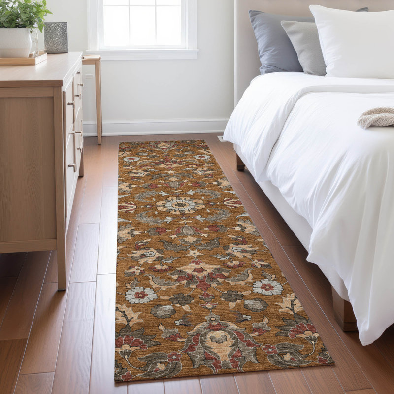 Machine Washable Indoor/Outdoor Chantille ACN2473 Global Rug, 2'3" x 7'6" Runner, Paprika