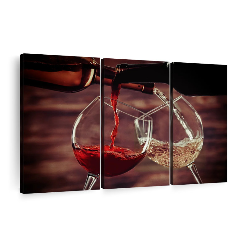 " Pouring Red And White Wine " 3 - Pieces, 24" H x 38" W x 1.25" D