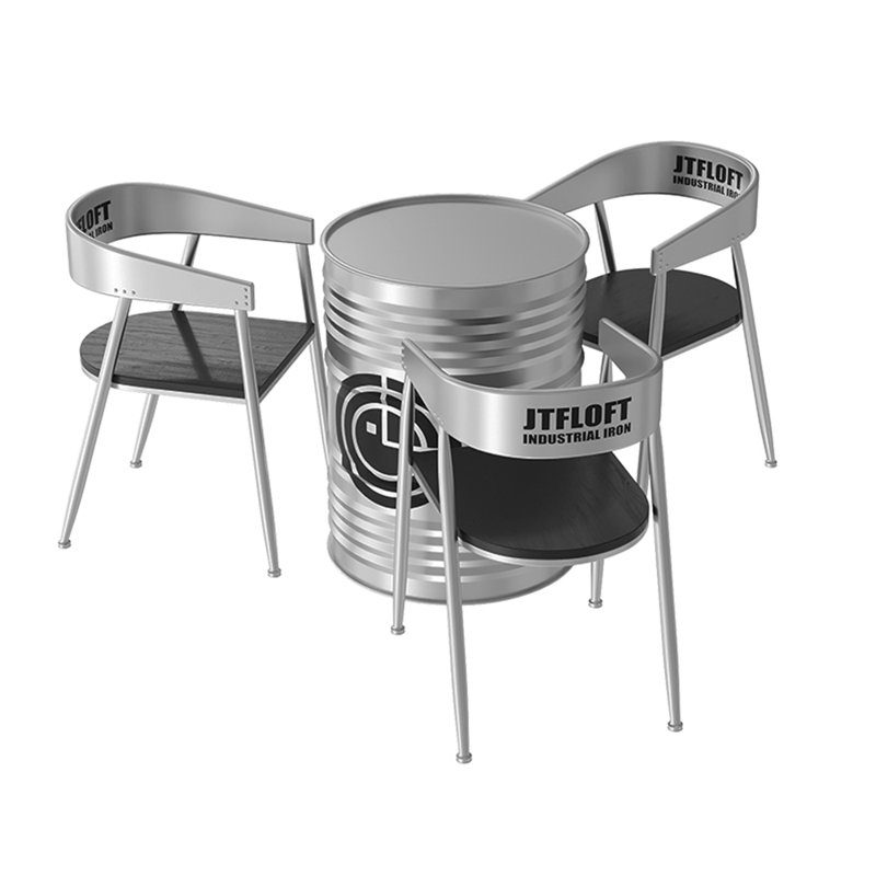 Katerin Iron Top Pedestal Base Dining Set, 4