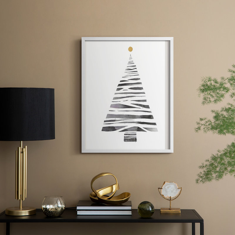 «Christmas Tree I», reproduction encadrée - bois massif, H 15 po x l 12 po, Blanc
