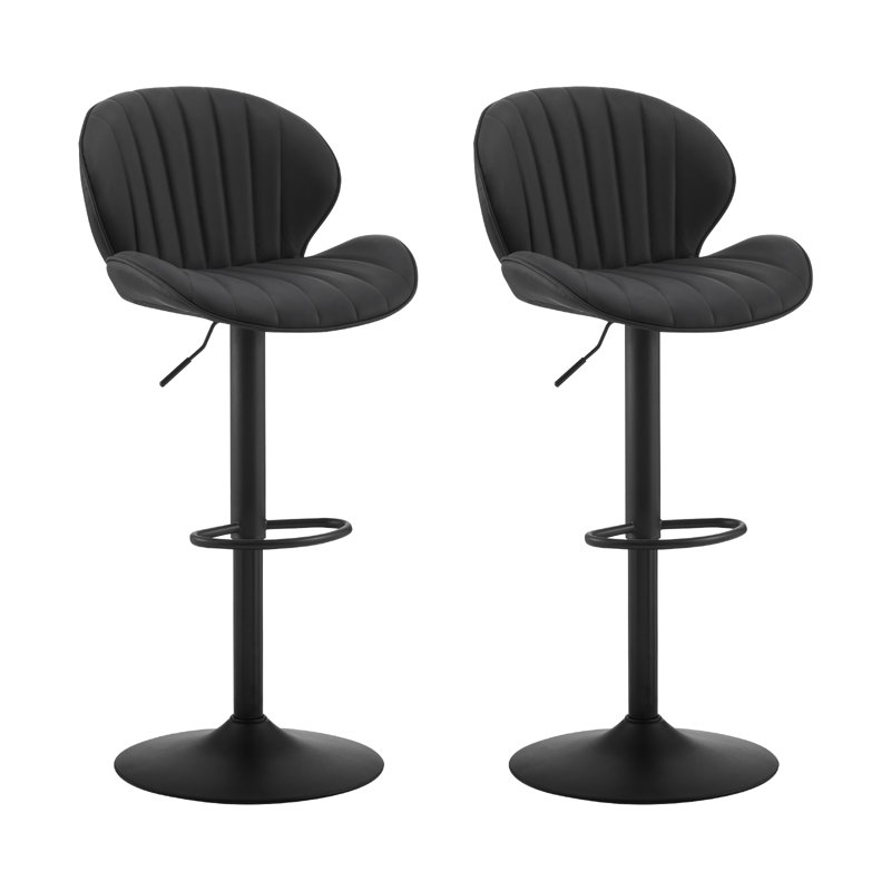 Swivel Upholstered Adjustable Height Counter Stool with Metal Frame, Black