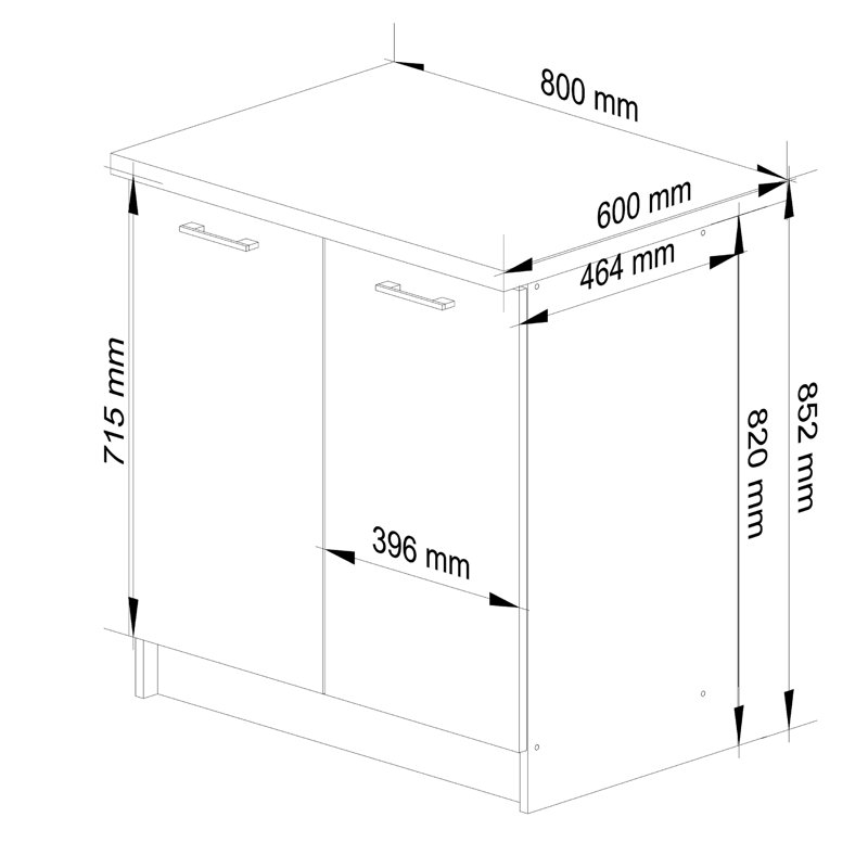 Oliwia Base Unit, 85cm H x 80cm W x 46cm D