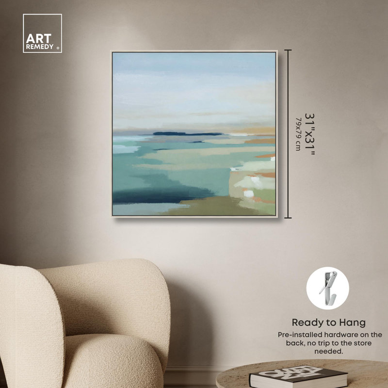 «Mixed Oceans», reproduction d'art sur toile par Art Remedy, H 30 po x l 30 po, Cadre argenté
