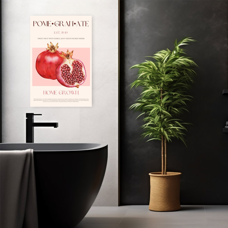 «Ripe Red Pomegranates Vibrant Fruit Plant», art mural, H 24 po x l 16 po