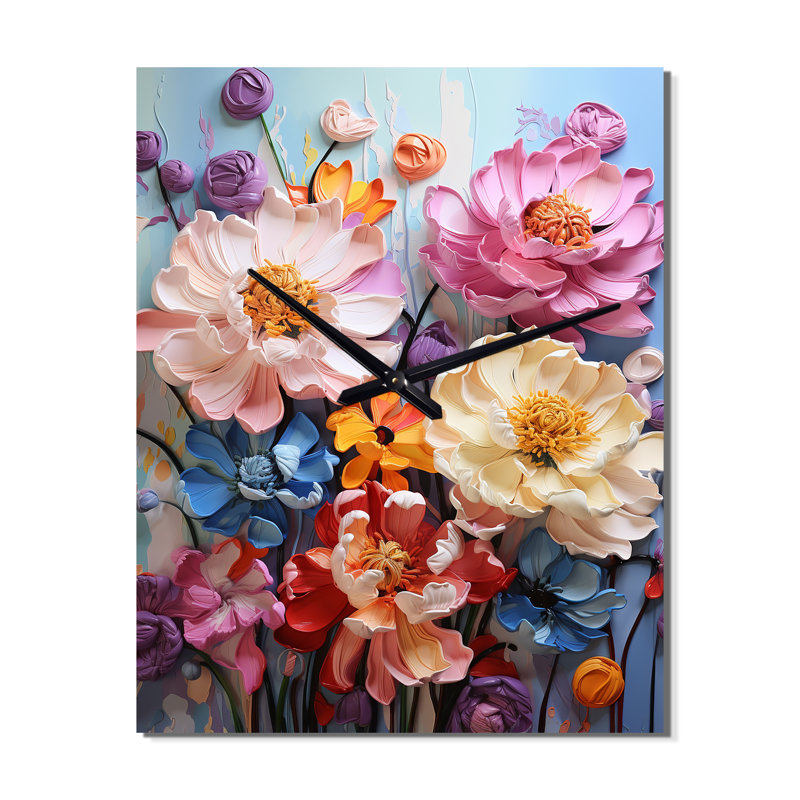 Horloge murale Annada - pivoines surdimensionnée, Très grand