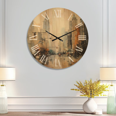 Horloge murale surdimensionnée en bois Skyline
