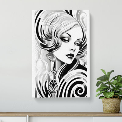 Deco Woman Line No.2 - Wrapped Canvas
