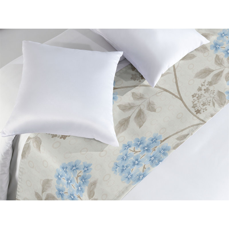 Ambesonne Floral Bed Scarf Runner Traditional Blossom Pattern Pale Azure Blue and Grey Teal, King