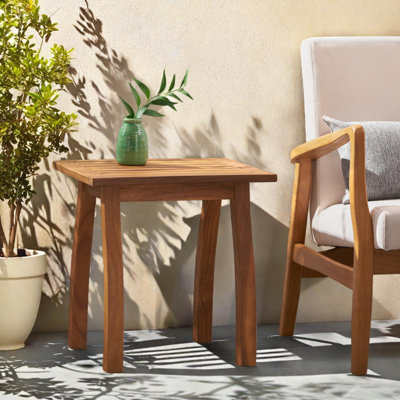 Table d'appoint d'extérieur en bois d'acacia à lattes