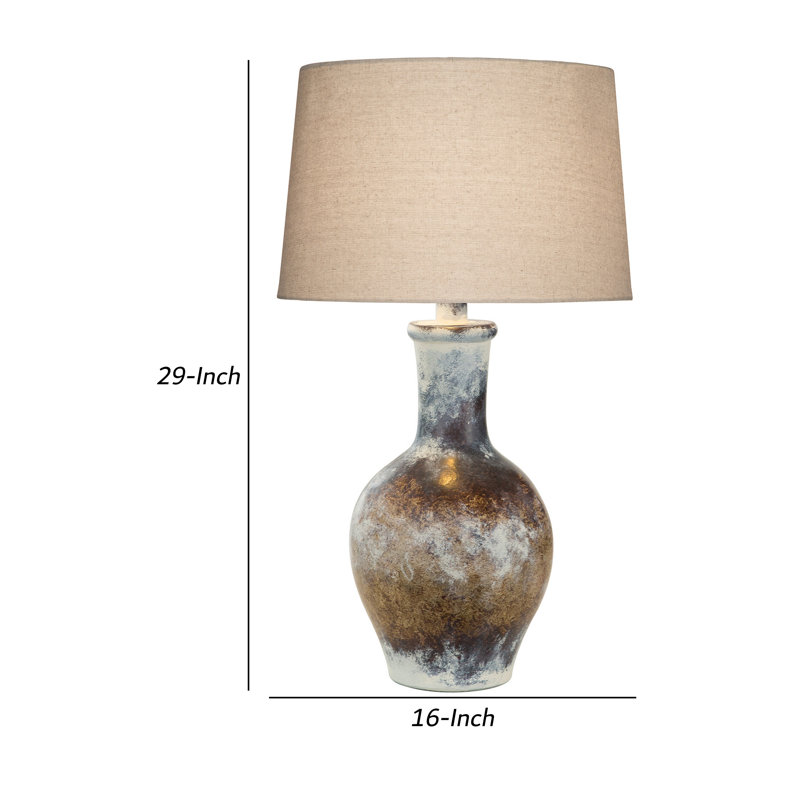 Llyr Ceramic Lamp, Brown/Gray/White