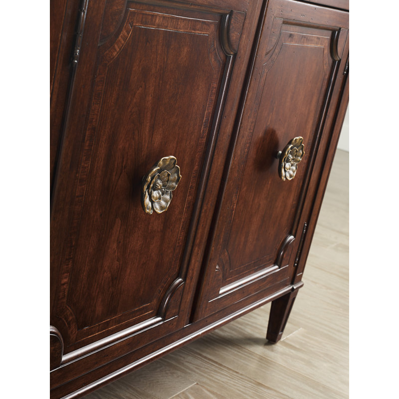 Charleston 78'' Brown Solid Wood Sideboard with Antique Bronze Pulls