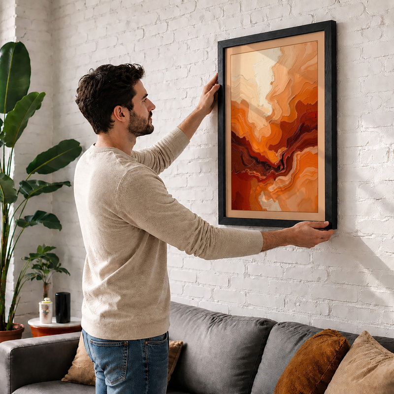 Molten Flow Abstract - Framed Print, A3 - 42.0 x 29.7 cm, White