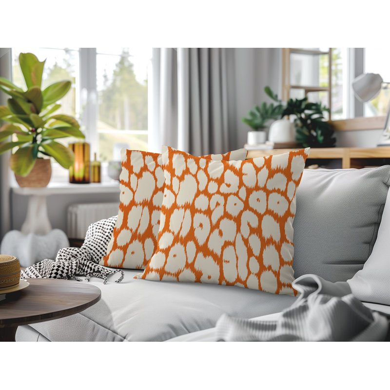 Oreiller réversible Clio Zebra, 20 x 20, Orange