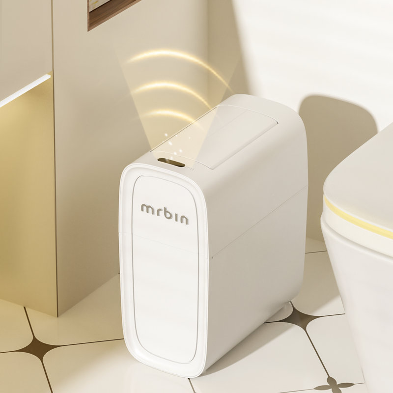 Poubelle de salle de bain automatique, blanc