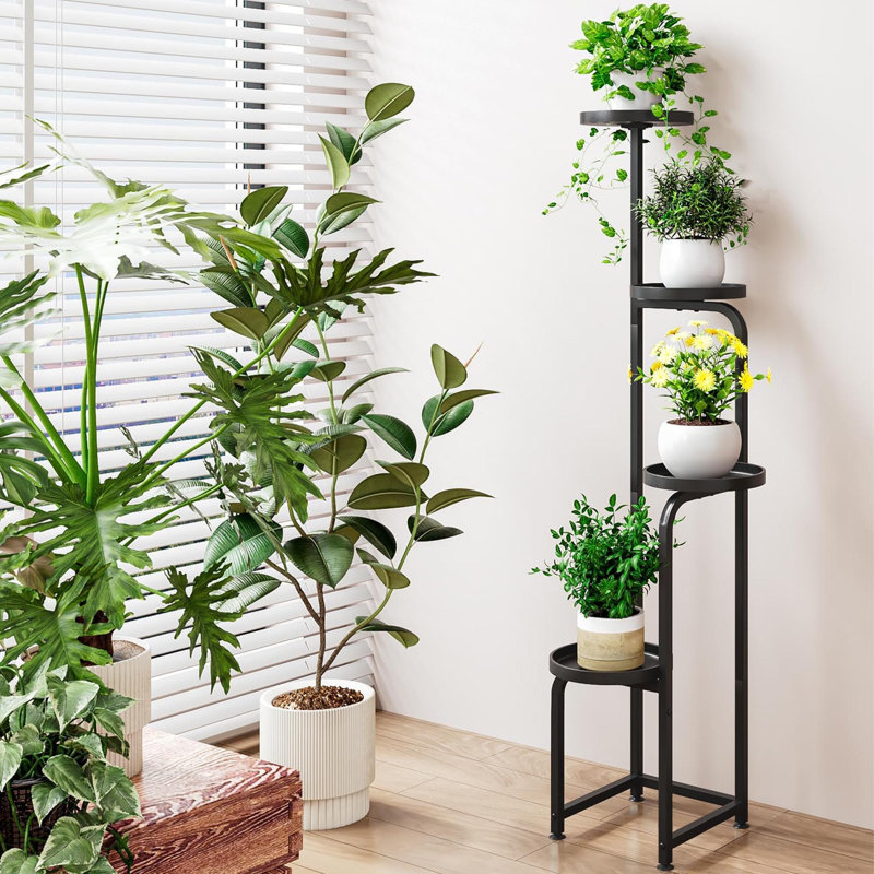 Support pour plante à 4 niveaux en métal, étagère d'angle pour l'extérieur pour plantes multiples, grand présentoir de pots de fleurs pour le salon, balcon, patio