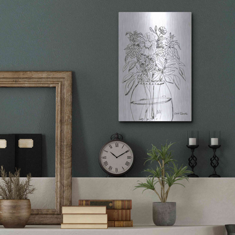 «Summer Garden in a Vase» par Kait Roberts, art mural en métal, 24 po x 36 po, H 16 po x l 12 po
