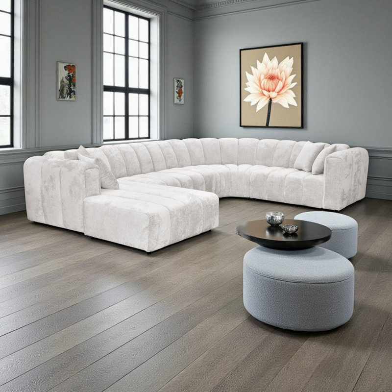 5 Seater Corner Sofa, Left Hand Facing, White
