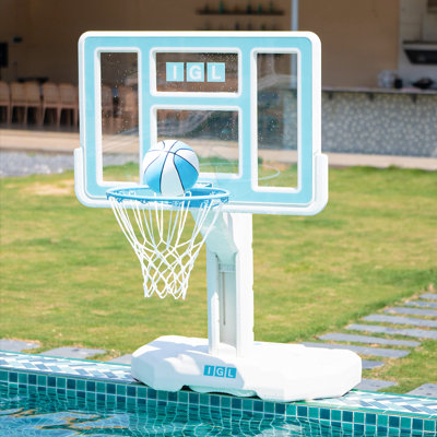 IGL Swimming Pool Basketball Hoop With 44” Pro Style Backboard Adjustable Height Swimming Game For Kids Adults