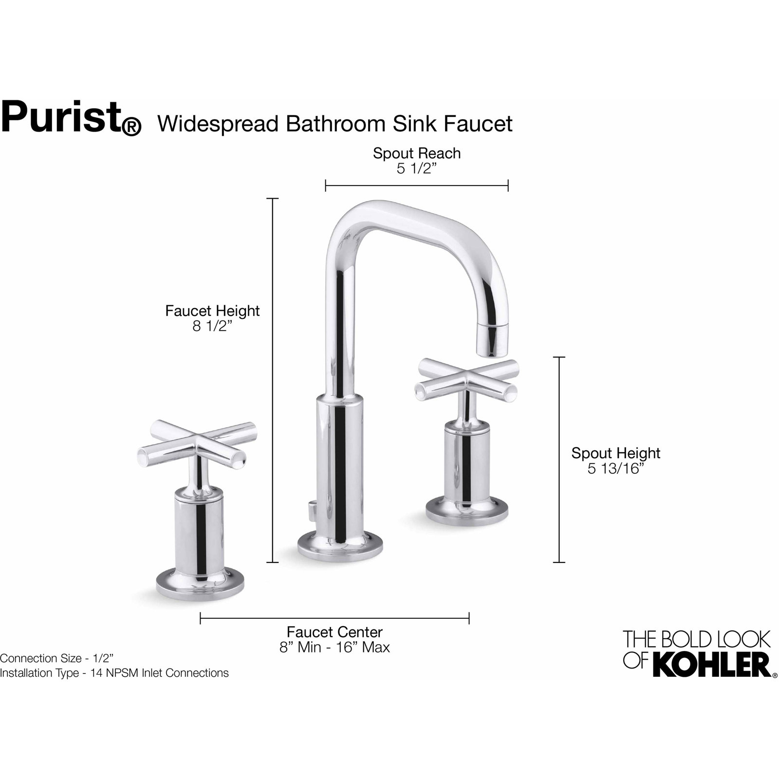 Purist High-Arc Cross-Handle Widespread Faucet, Vibrant Modern Brushed Gold