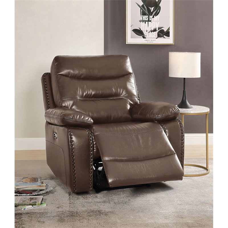 Leather-Gel Upholstered Power Motion Recliner