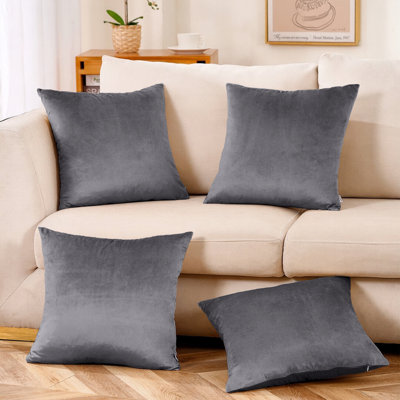 Plain Velvet Cushion Cover-(Pack of 4)