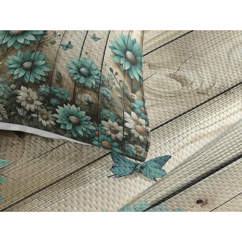 Polyester Floral Coverlet, Queen Coverlet + 2 Standard Shams