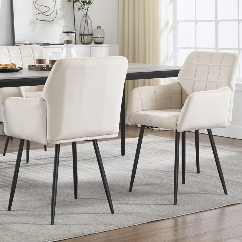 Chaise de salle à manger en velours crème 1 pièce avec - Confortable, ergonomique, pour la cuisine et le salon, couleur d'assemblage facile, ergonomique, fabrication, à assembler