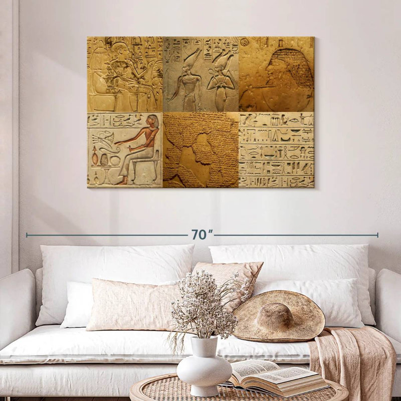 Collage de hiéroglyphes égyptiens Keiri, H 30 po x l 45 po