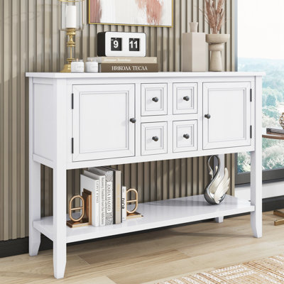 Ample console de rangement rétro avec quatre petits tiroirs