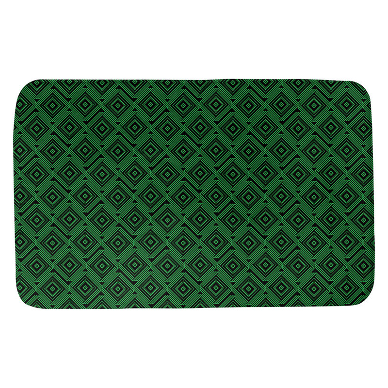Tapis pour salle de bain labyrinthe Mcguigan, l 21 po x L 34 po, Noir / Vert