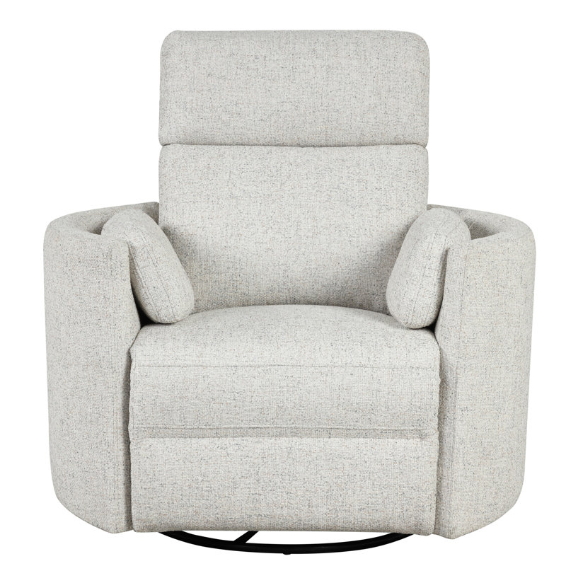 Bre 40" W Polyester Upholstered Swivel Recliner, Natural Beauty Quartz Chenille