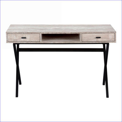 Bureaux pour bureau à domicile, bureau d'ordinateur industriel de L 48 po avec tiroirs de rangement Tablette ouverte, métal noir | Panneau de particules taupe