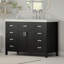 Meuble-lavabo 48 po avec lavabo, 2 portes et 8 tiroirs, système de fermeture en douceur, design classique, noir-1813810209